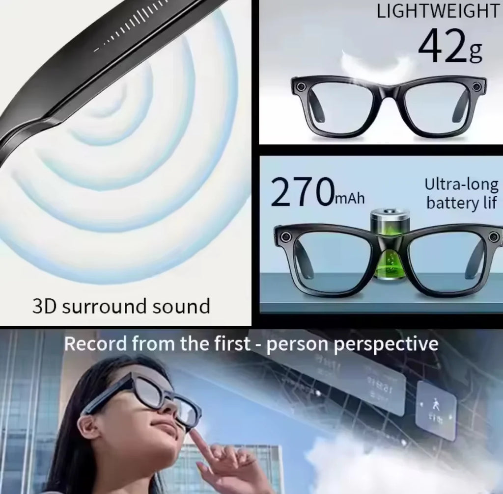 AI Smart Sonnenbrille | 8MP Kamera mit Echtzeit-Übersetzung | Multifunktionale Brille für Reisen und Kommunikation