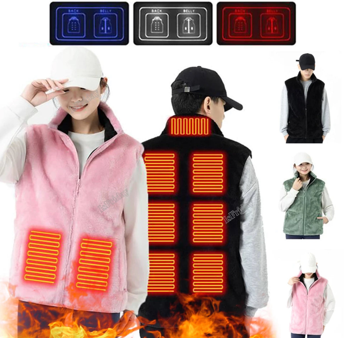 Beheizbare Fleece Weste mit USB-Heizfunktion und 3 Wärmestufen | Waschbare und Bequeme Weste für Männer und Frauen