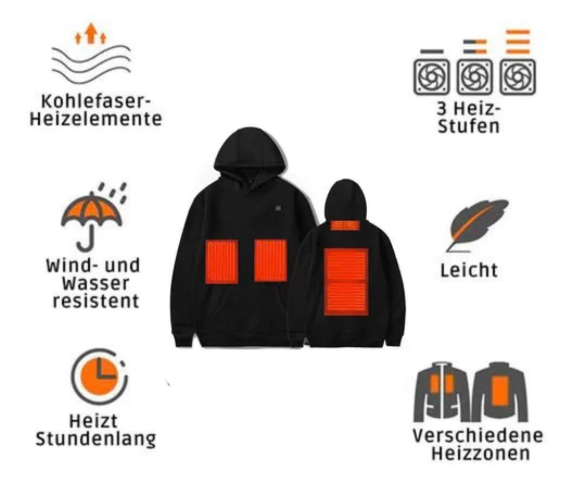 Beheizbarer Wärme Hoodie | USB Beheizbarer Pullover mit 3 Wärmestufen | Hochwertiges Material für Optimalen Komfort