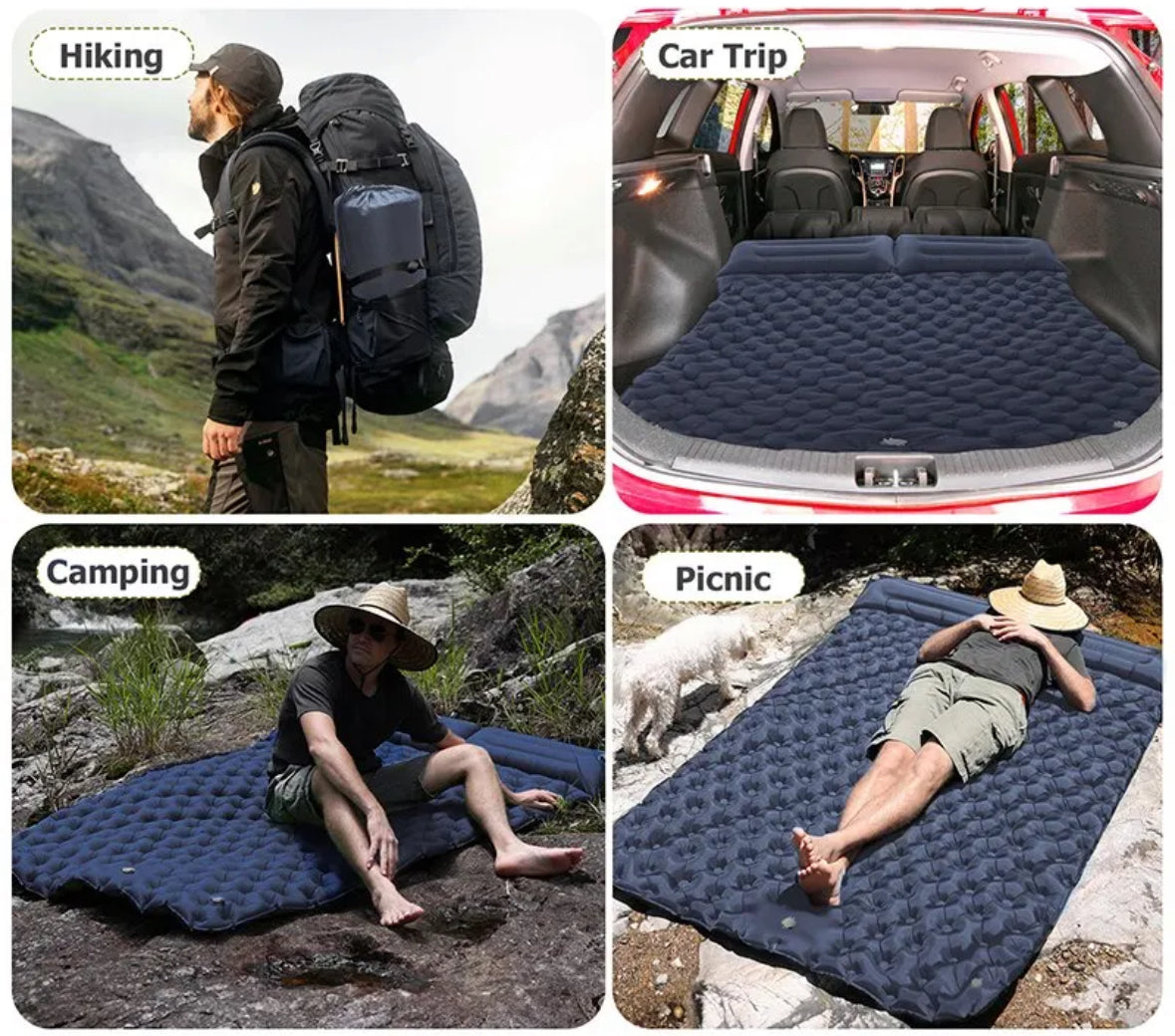Camping Komfort | Selbst Aufblasende XXL Camping Matte für 2 Personen mit Wasserabweisender Oberfläche | Leicht und Praktisch für Unterwegs 4