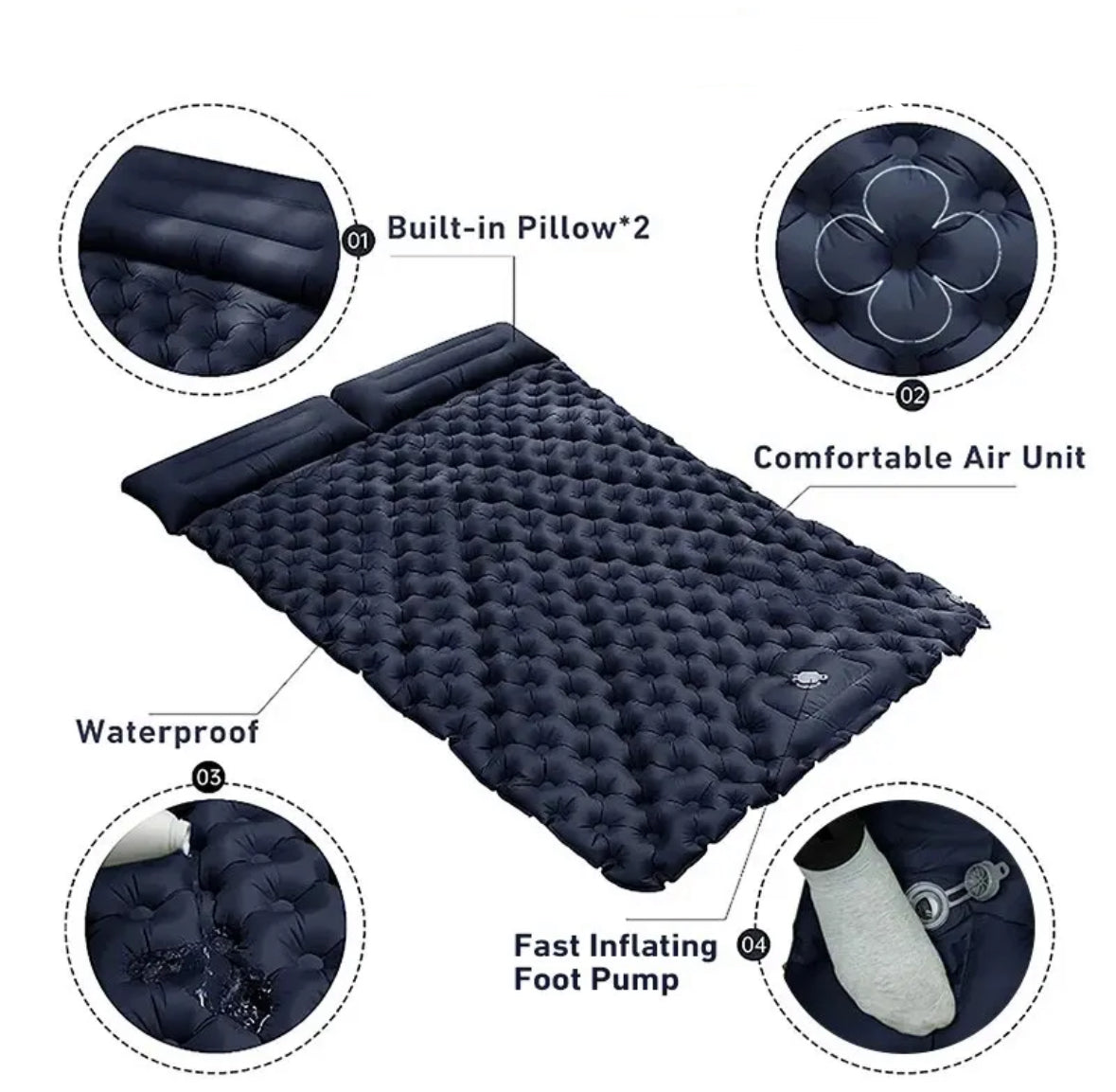 Camping Komfort | Selbst Aufblasende XXL Camping Matte für 2 Personen mit Wasserabweisender Oberfläche | Leicht und Praktisch für Unterwegs 5