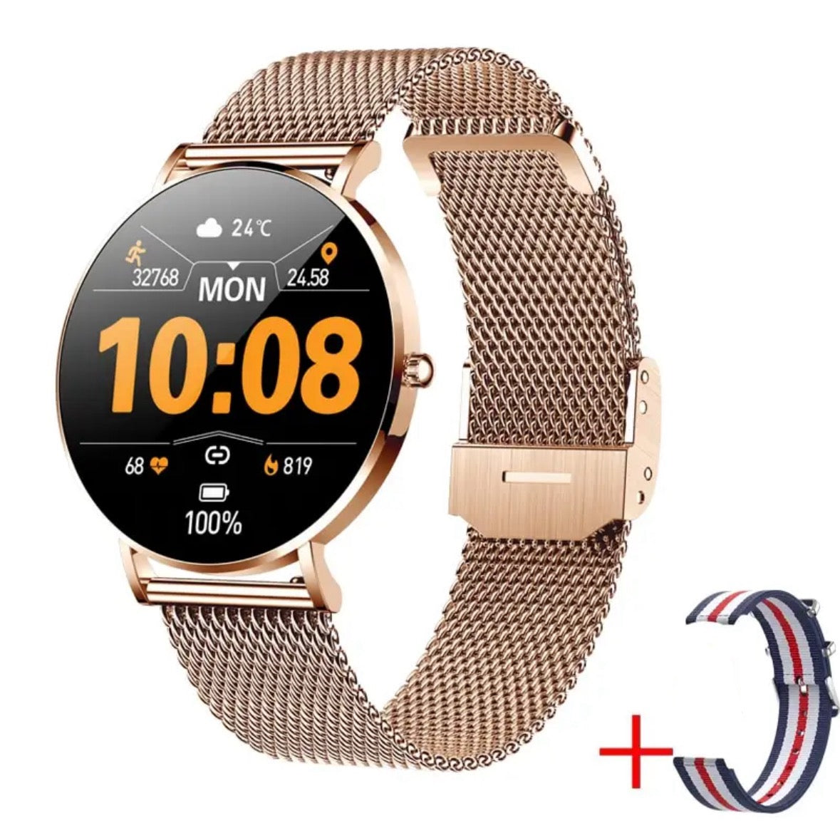 Elegante Smartwatch | Slim Design mit Herzfrequenzüberwachung | Multifunktionale Fitnessuhr für Alltag und Sport 0