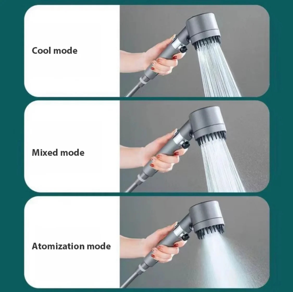 Wassersparender 4 in 1 Duschkopf | Duschbrause mit Filter und Wassersparfunktion | 3 Modi für Effizienz und Komfort