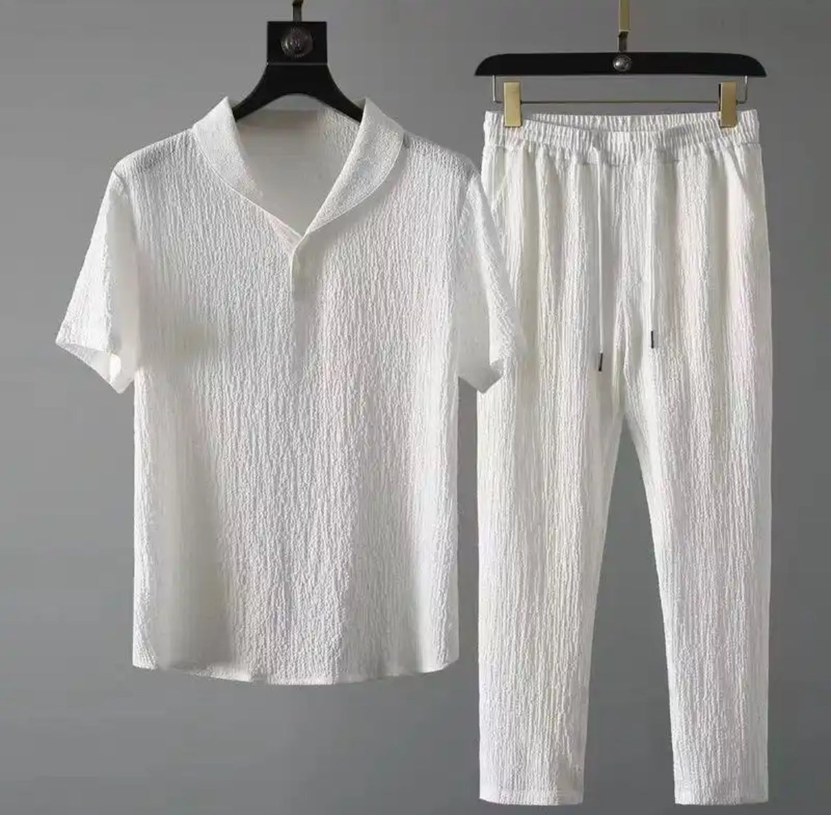Elegantes Sommer Set | Luxuriöses Hemd mit Hose für Stilvolle Anlässe | Zeitloses Design in Schwarz und Weiß