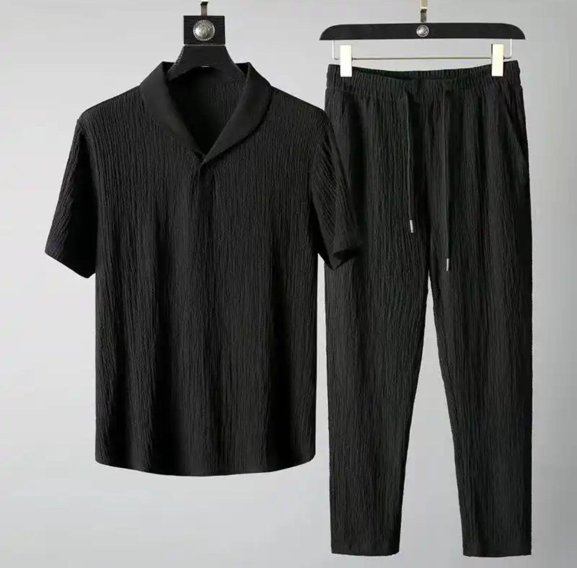 Elegantes Sommer Set | Luxuriöses Hemd mit Hose für Stilvolle Anlässe | Zeitloses Design in Schwarz und Weiß