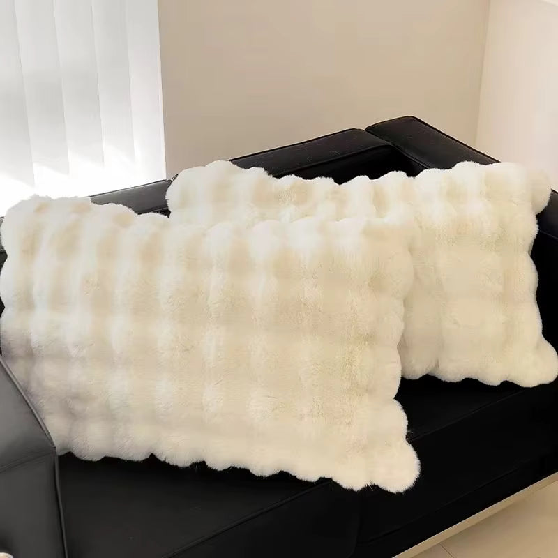 Flauschige Kissenbezüge 48x74cm | Weich und Warm aus Kaninchenplüsch | Gemütlicher Komfort für Ihr Schlafzimmer