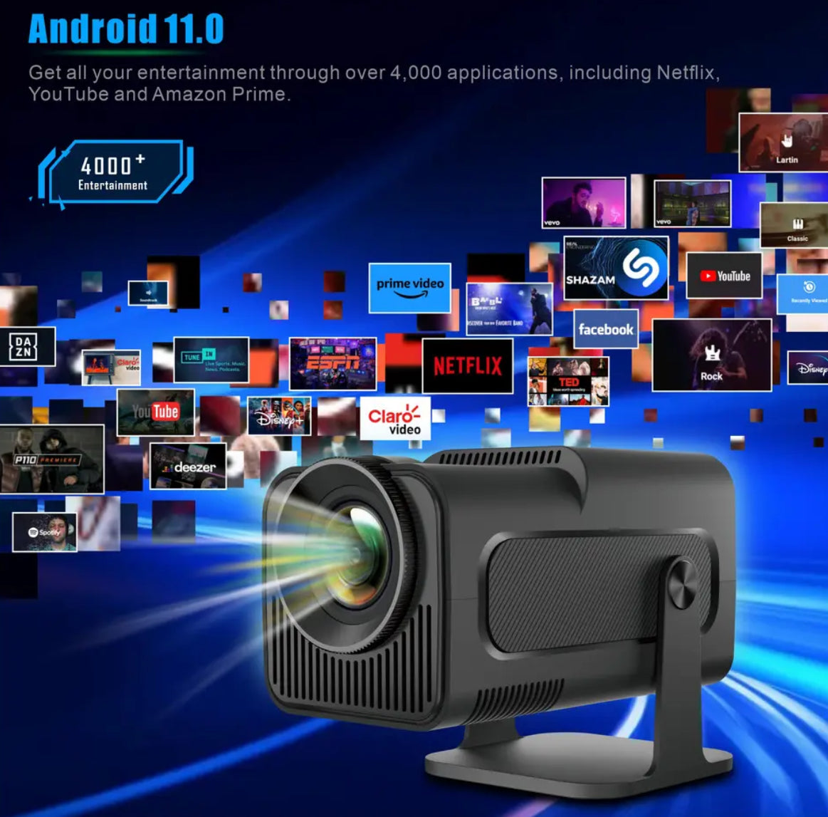 HY320 | 4K Projektor Beamer mit Android 11.0 und Automatischer Schiefenkorrektur | Brillante Bildqualität für Heimkinoerlebnis 5