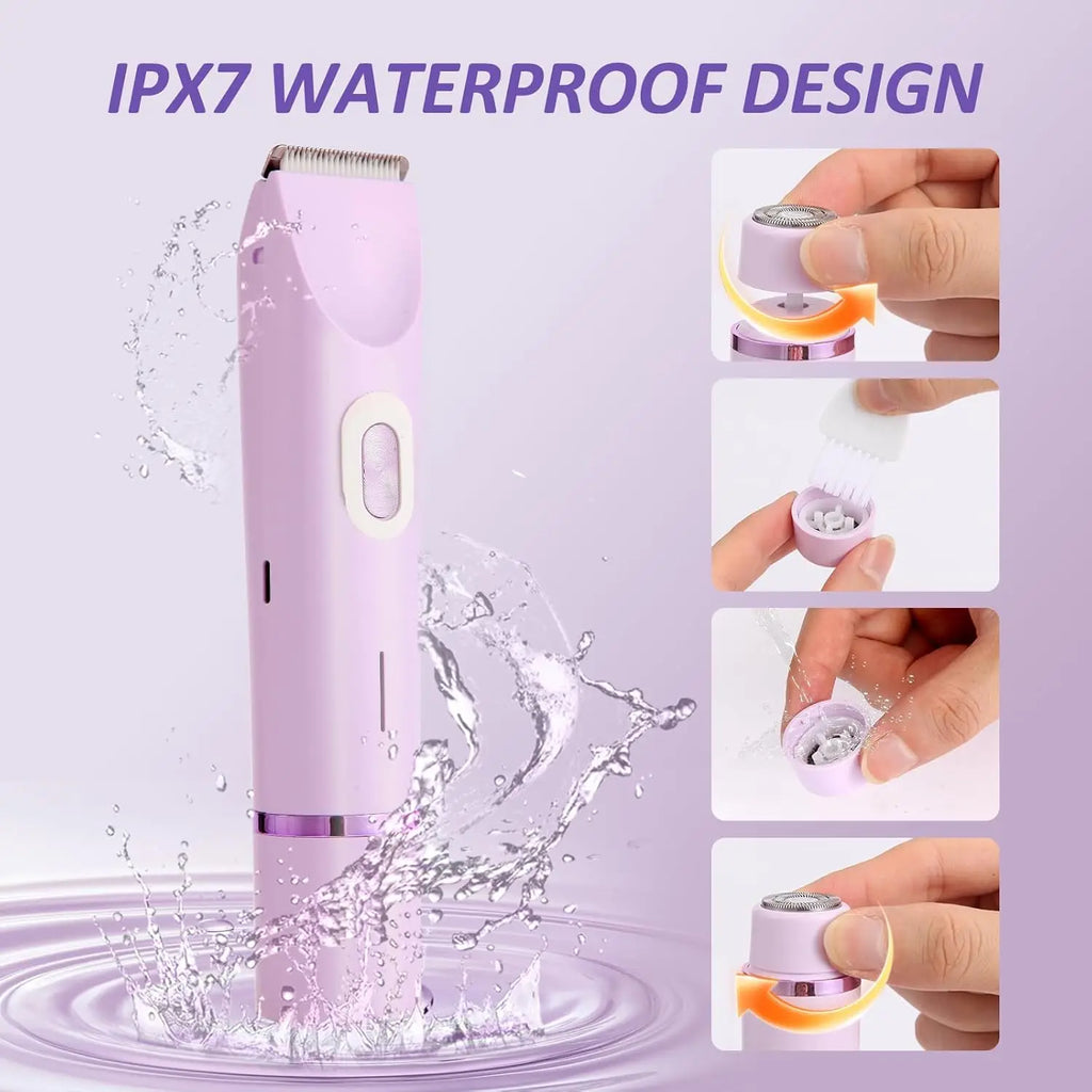 Hautfreundlicher Rasierer für Damen | 2-in-1 Elektrorasierer mit IPX7 Wasserdichtigkeit | Sanfte Haarentfernung für Beine und Bikinizonen