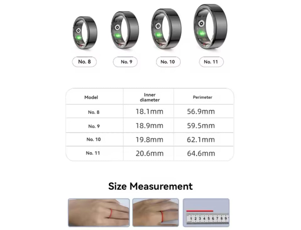 Gesundheit überwachender Smart Ring | Multifunktionaler Fitness Tracker mit Herzfrequenzüberwachung | Unisex-Design für Gesundheitsüberwachung