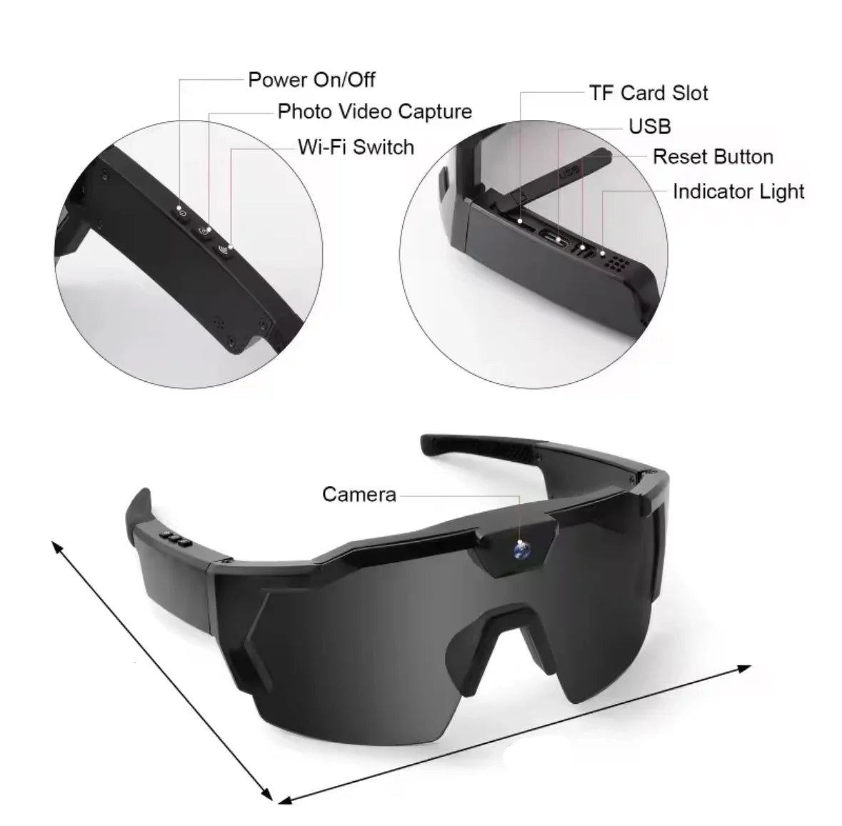 Innovative Action Cam Sonnenbrille mit HD 1080P und Bildstabilisierung | Perfekt für Freihandaufnahmen und Abenteuer