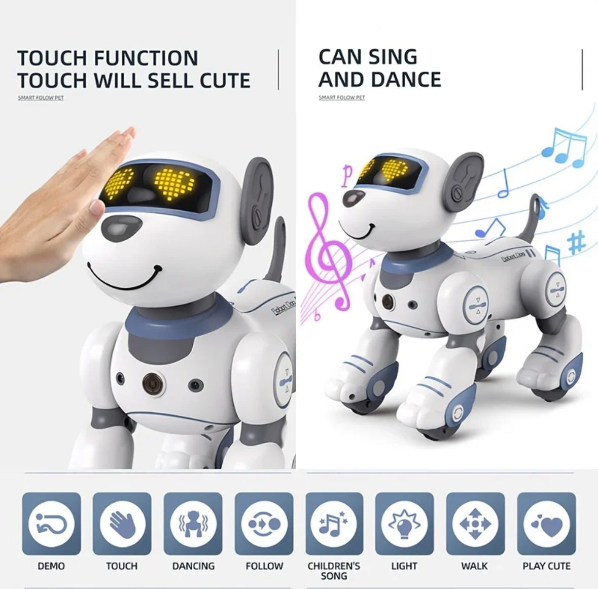 Interaktiver Haustier Roboter | Touch-gesteuertes Spielzeug mit Musik & Tanz | Unterhaltsamer Begleiter für Kinder und Erwachsene 3