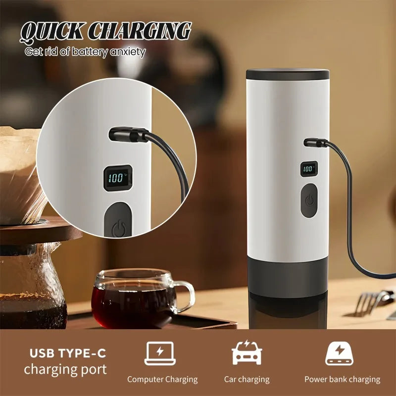 Tragbare 3-in-1 Kaffeemaschine mit 15 Bar Druck | Flexibles Brühsystem für Perfekten Espresso