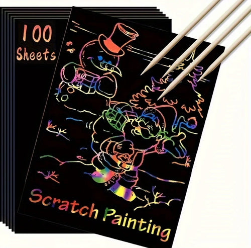 Kreative Kratzblätter | 100 Bunte Mal-Karten für Interaktive Kunst | Fördert Kreativität und Fantasie 1