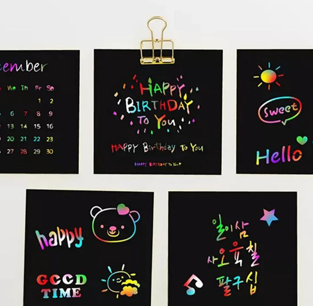 Kreative Kratzblätter | 100 Bunte Mal-Karten für Interaktive Kunst | Fördert Kreativität und Fantasie 3