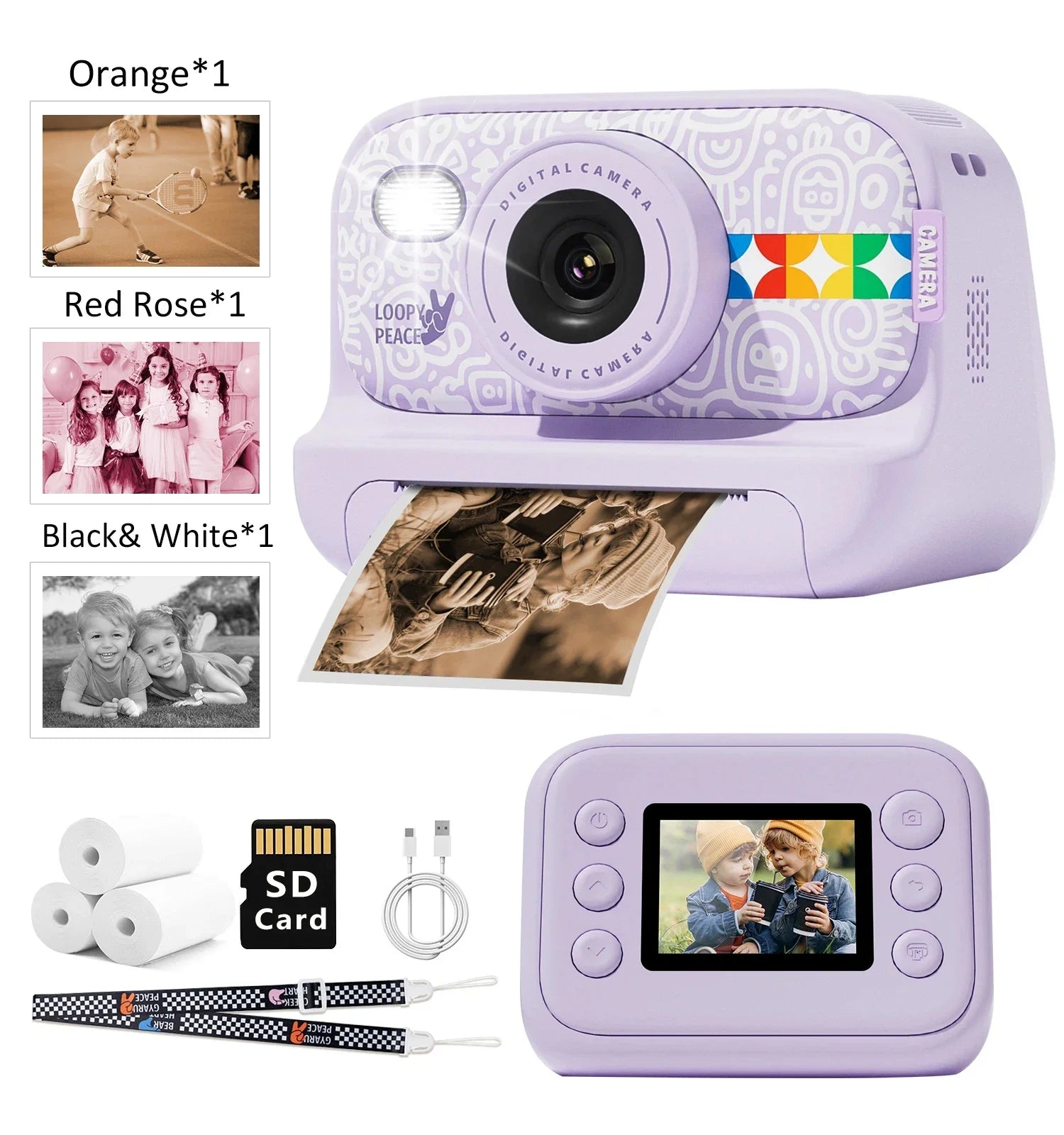 Kreative Sofortbildkamera für Kinder | Sofortbild Kamera mit 1080P HD & 15 Szenenfiltern | Perfektes Geschenk für Spass und Kreativität