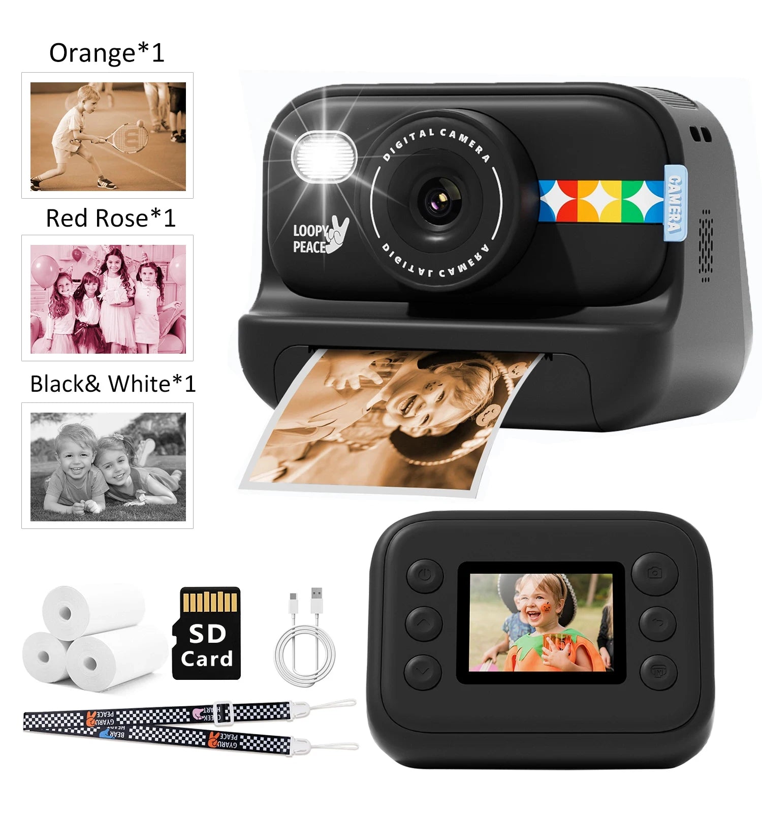 Kreative Sofortbildkamera für Kinder | Sofortbild Kamera mit 1080P HD & 15 Szenenfiltern | Perfektes Geschenk für Spass und Kreativität