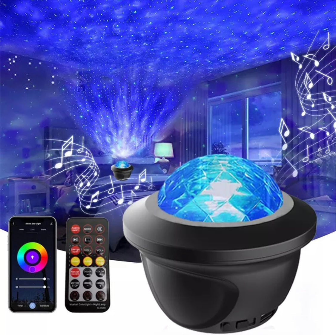 LED-Galaxy-Projektor mit Bluetooth Lautsprecher | App-Steuerung für entspannende Atmosphäre im Raum 0