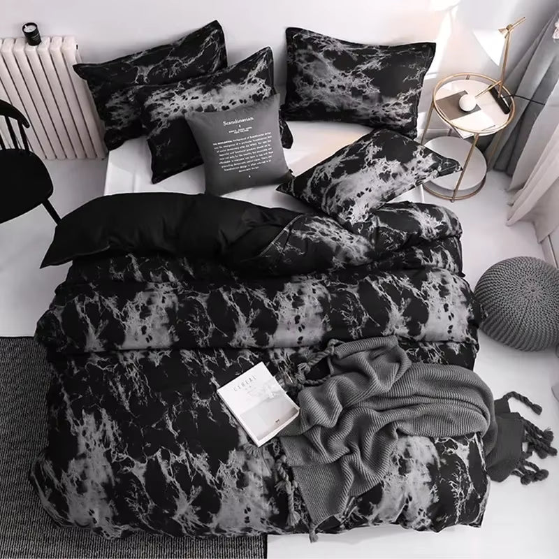 Luxuriöses Marmor Bettbezug-Set mit Reissverschluss | Modernes Design für Doppelbetten | Im Marmor Design