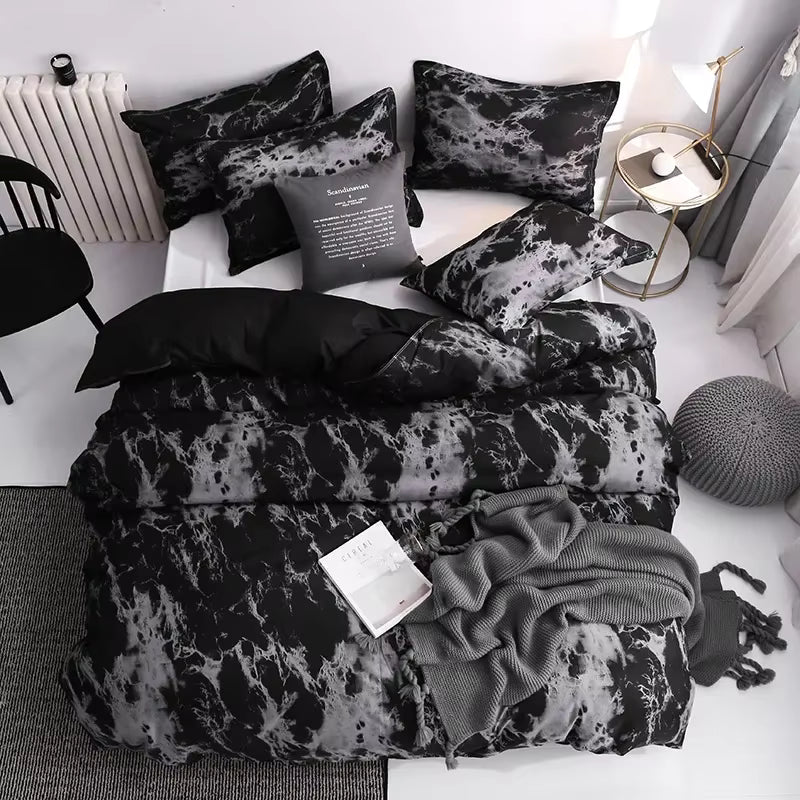 Luxuriöses Marmor Bettbezug-Set mit Reissverschluss | Modernes Design für Doppelbetten | Im Marmor Design