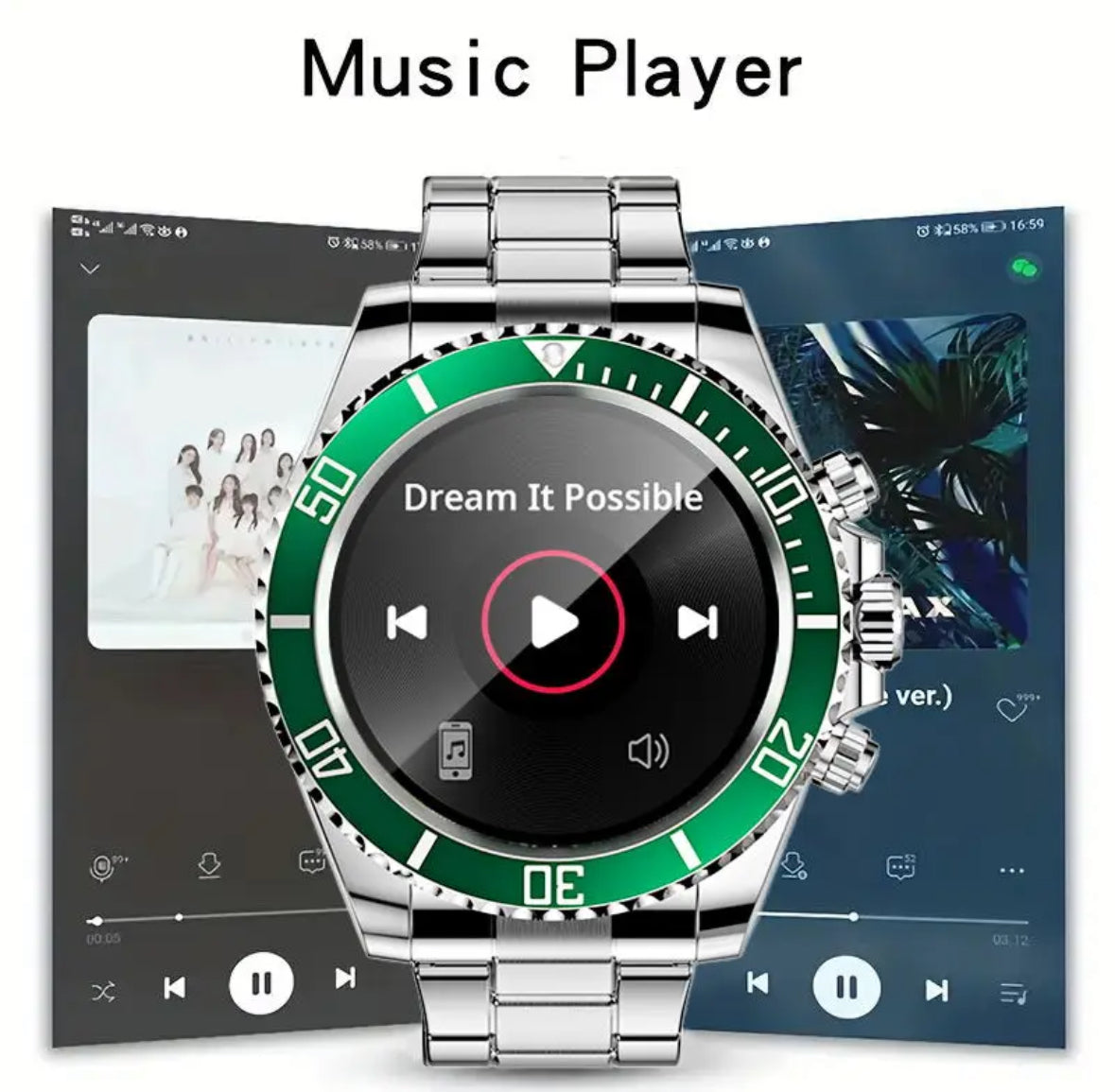 Luxus-Smartwatch | HD Bildschirm mit Edelstahlarmband | Sportliche Funktionen für Fitness und Gesundheit 1