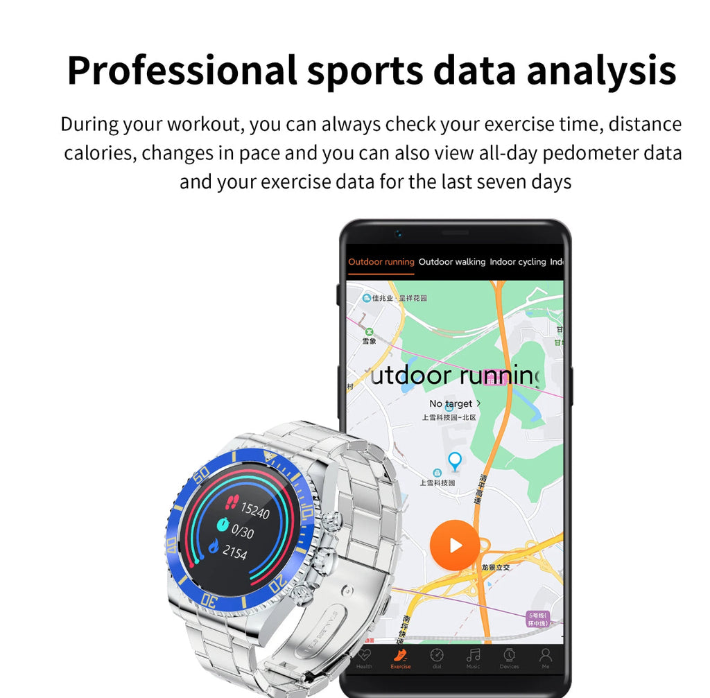 Luxus-Smartwatch | HD Bildschirm mit Edelstahlarmband | Sportliche Funktionen für Fitness und Gesundheit 7