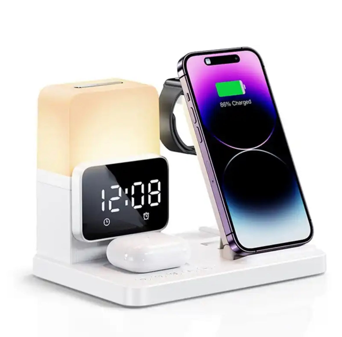 Multifunktionale 6 in 1 Ladestation mit Wireless Charging und integrierter Lampe für schnelles Laden 4