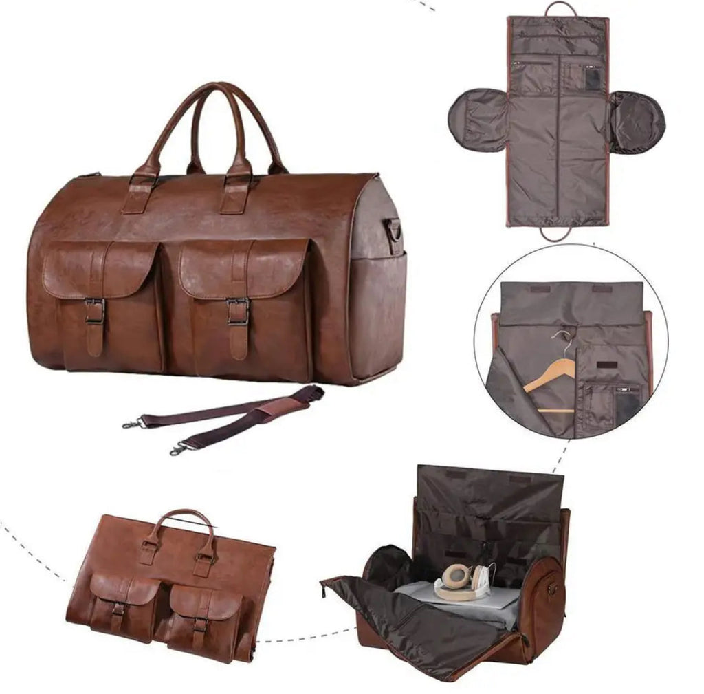 Multifunktions Reisetasche | 50L PU-Leder mit Platzsparendem Design | Ideal für Sport und Reisen