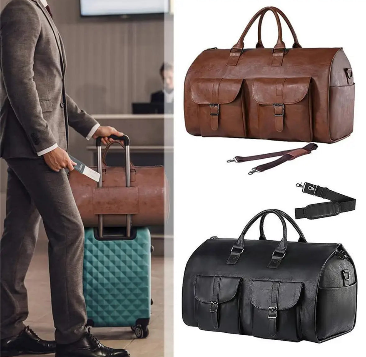 Multifunktions Reisetasche | 50L PU-Leder mit Platzsparendem Design | Ideal für Sport und Reisen