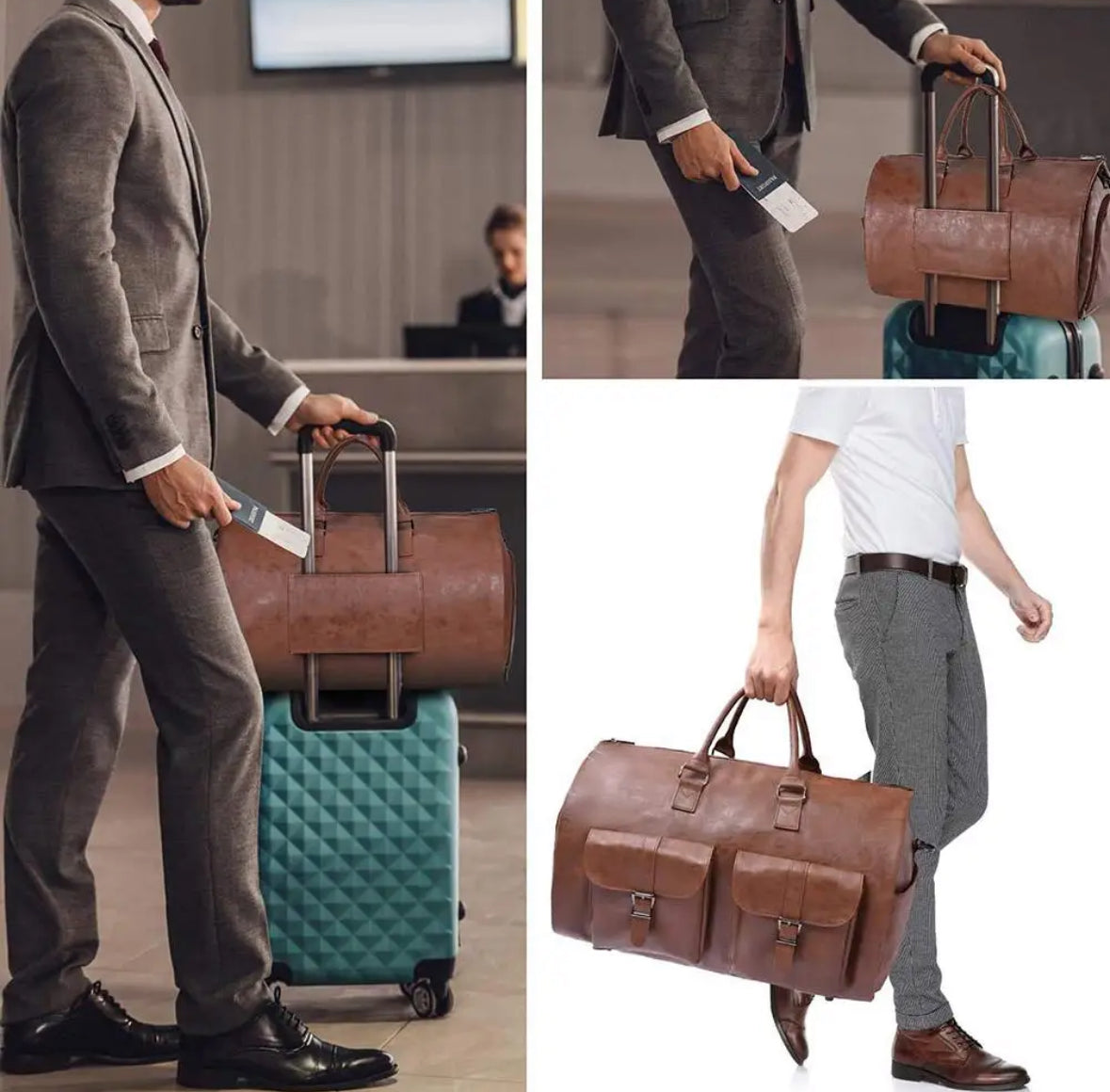 Multifunktions Reisetasche | 50L PU-Leder mit Platzsparendem Design | Ideal für Sport und Reisen