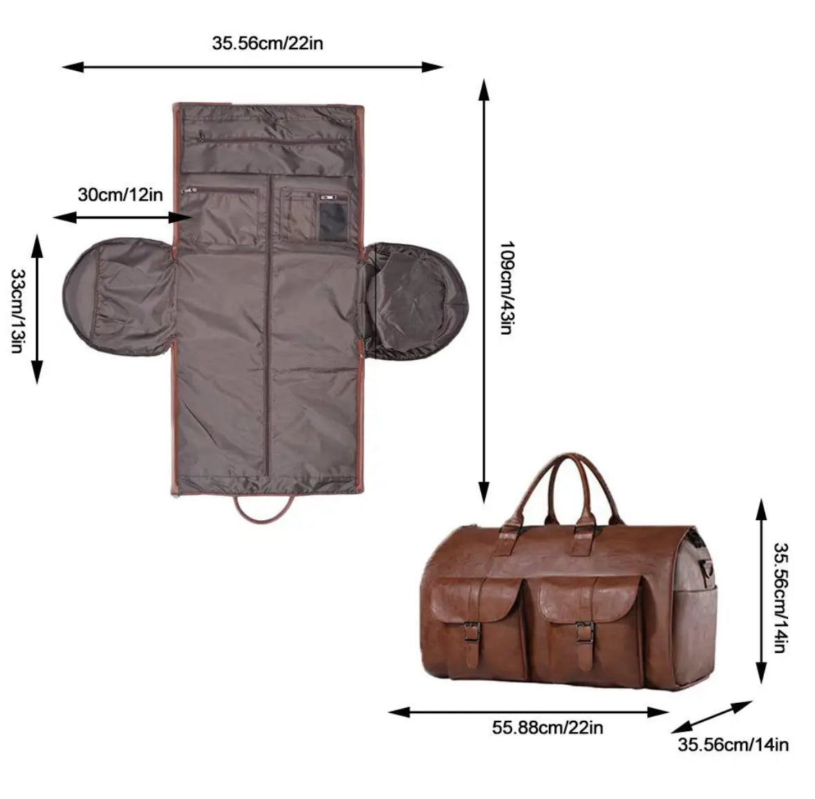 Multifunktions Reisetasche | 50L PU-Leder mit Platzsparendem Design | Ideal für Sport und Reisen