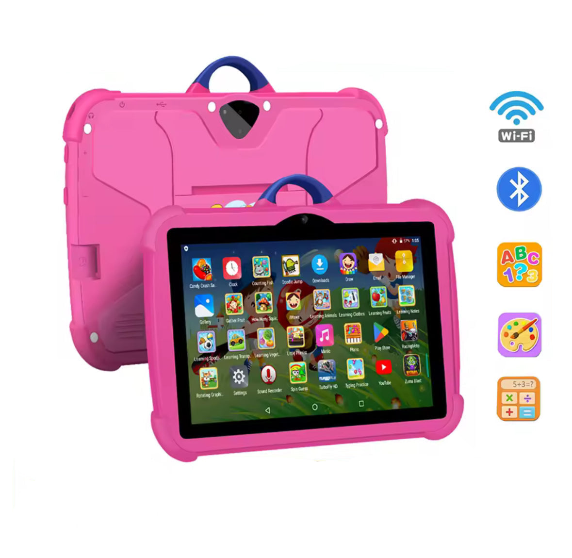 Pädagogisches Kinder Tablet mit HD Kamera & Spritzwasserfestigkeit | 7 Zoll Bildschirm für Lernen und Spielen 1