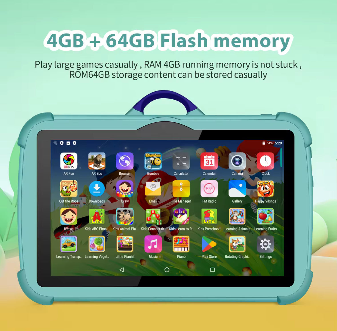 Pädagogisches Kinder Tablet mit HD Kamera & Spritzwasserfestigkeit | 7 Zoll Bildschirm für Lernen und Spielen 6