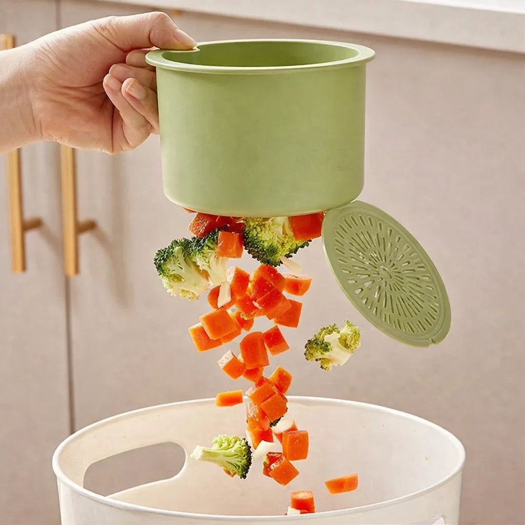 Praktischer Abtropfkorb | Zweiteiliges Filtersystem mit Ein-Klick-Entleerung | Hygienisch für Saubere Küchen und Einfache Nutzung 3