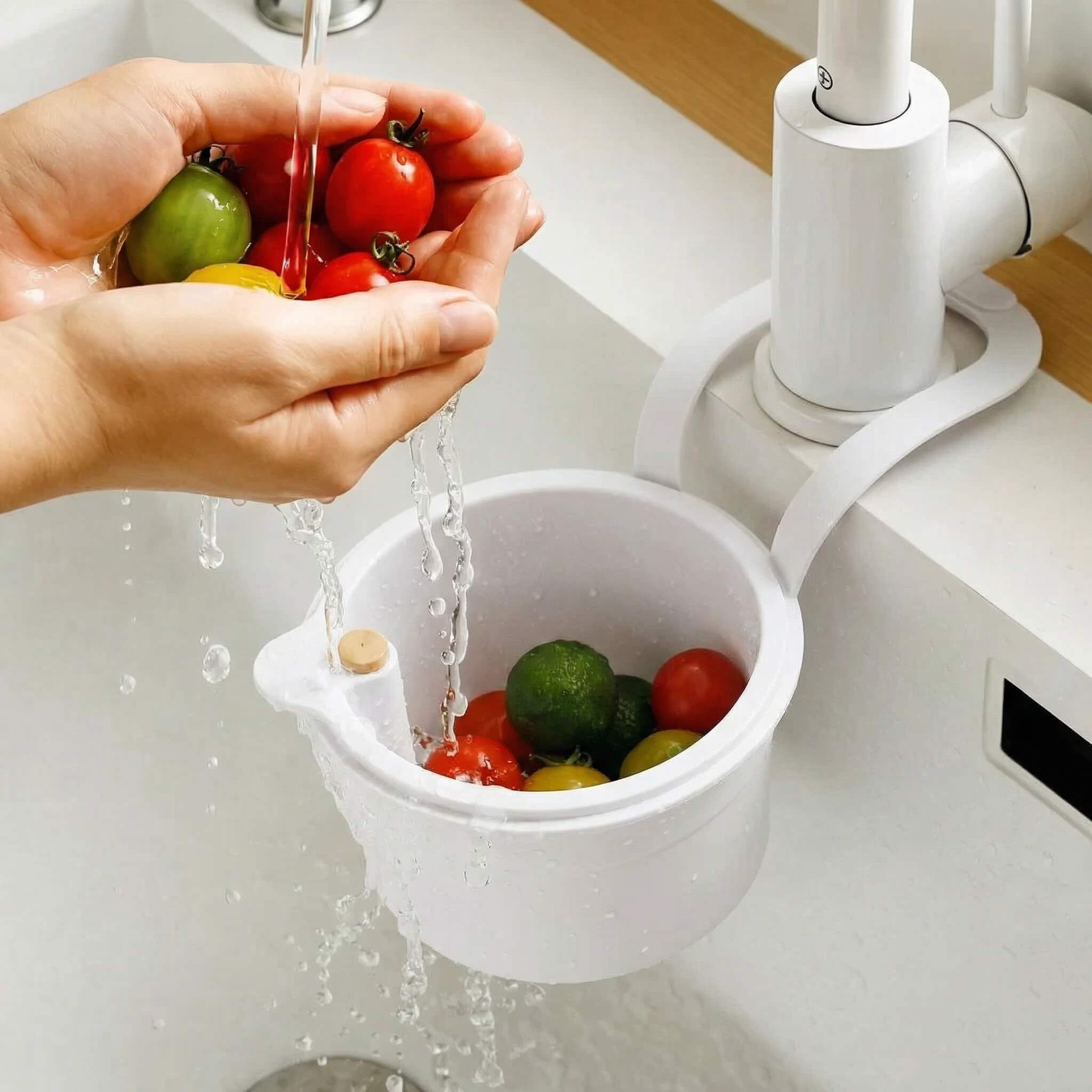 Praktischer Abtropfkorb | Zweiteiliges Filtersystem mit Ein-Klick-Entleerung | Hygienisch für Saubere Küchen und Einfache Nutzung 8