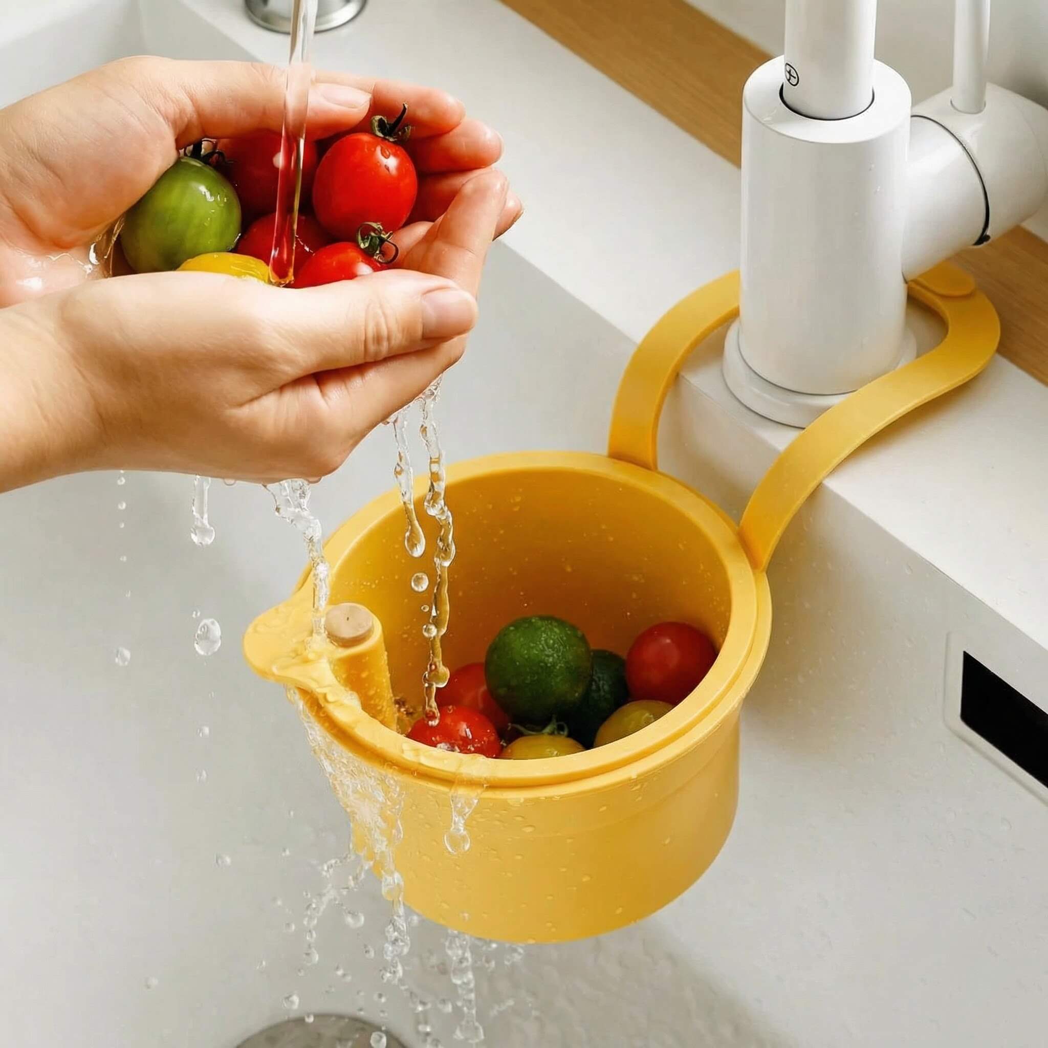 Praktischer Abtropfkorb | Zweiteiliges Filtersystem mit Ein-Klick-Entleerung | Hygienisch für Saubere Küchen und Einfache Nutzung 9