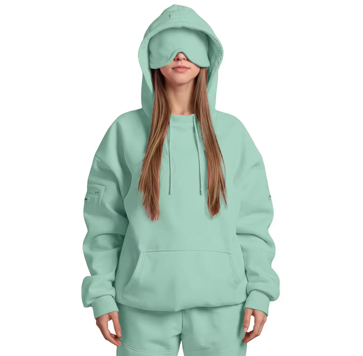 Reise Hoodie mit integrierter Schlafmaske für ultimativen Komfort | Flauschiges Material für entspannte Reisen
