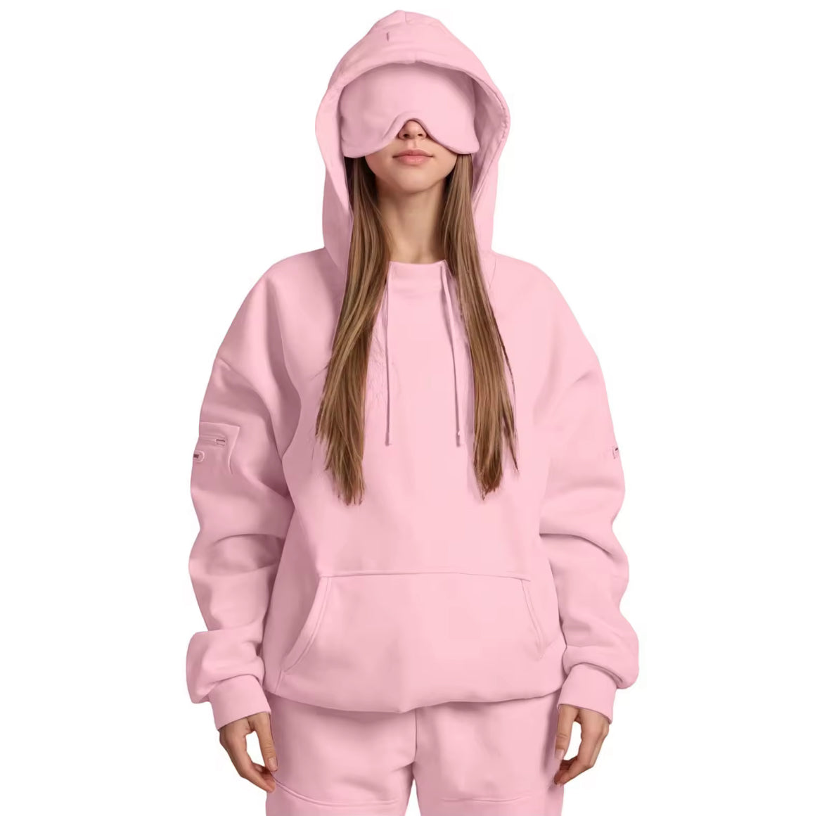 Reise Hoodie mit integrierter Schlafmaske für ultimativen Komfort | Flauschiges Material für entspannte Reisen