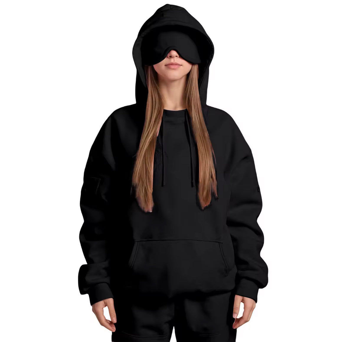 Reise Hoodie mit integrierter Schlafmaske für ultimativen Komfort | Flauschiges Material für entspannte Reisen