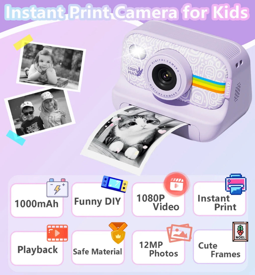 Sofort Druck Kamera | Instant Print Kamera mit Retro Design für Schnappschüsse 8