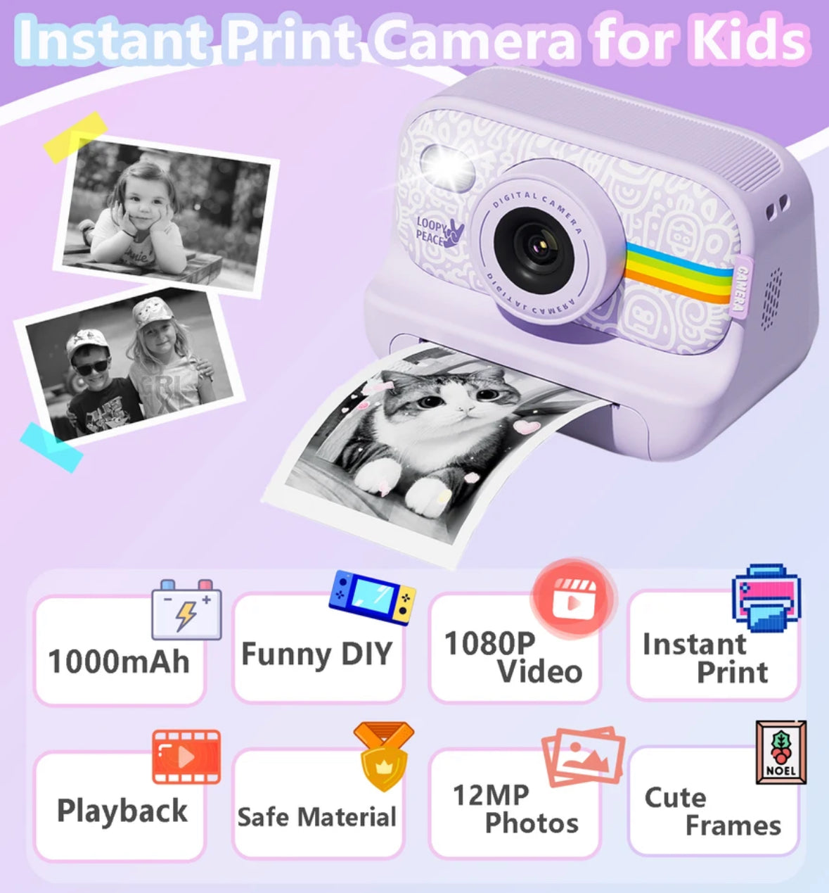 Sofort Druck Kamera | Instant Print Kamera mit Retro Design für Schnappschüsse 8