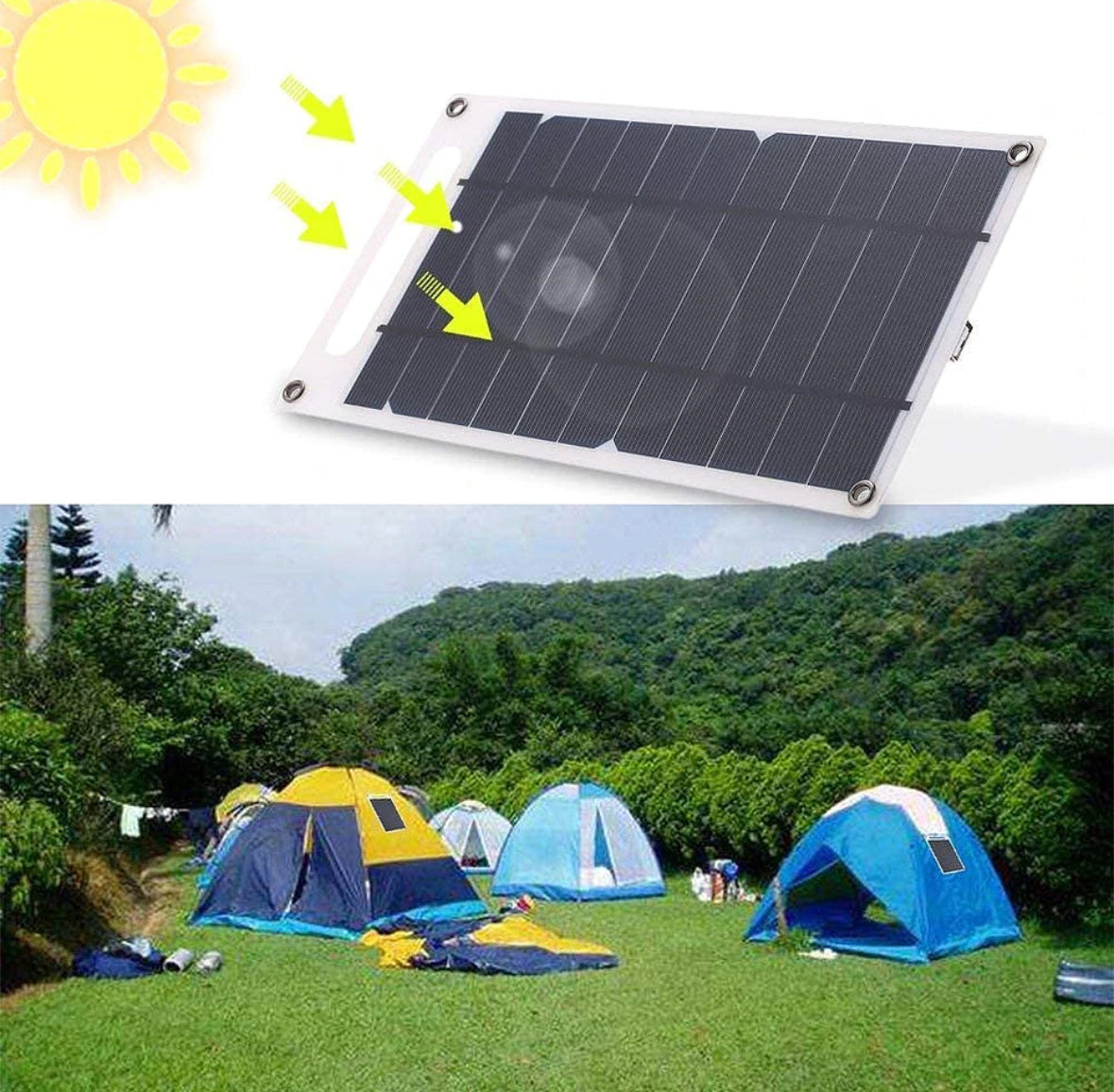 Solar Ladegerät | Solarpanel für mobile Geräte mit direkter Sonnenenergie | Ideal für Camping und Wandern 0