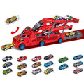 Spielzeug-Auto Transporter Lastwagen | Robuster XL Lastwagen mit 6 Spielautos | Perfekt für kreatives Rollenspiel 0