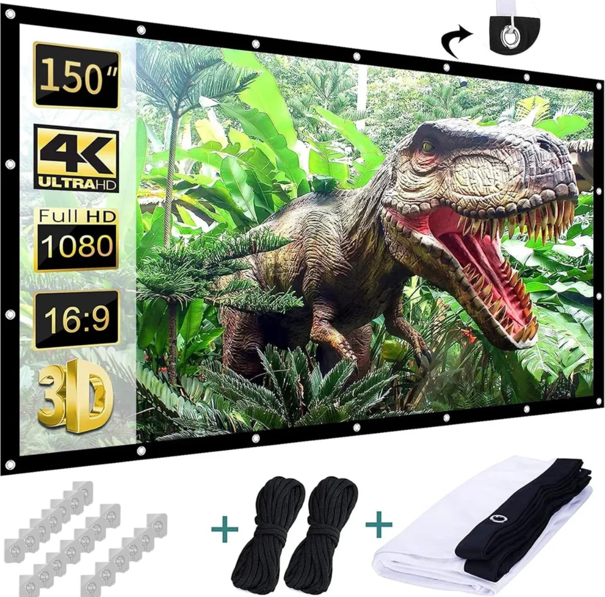 UHD Heimkino Leinwand für Beamer | HD Beamer Leinwand mit Einfachem Aufbau | Ideal für Filme und Gaming