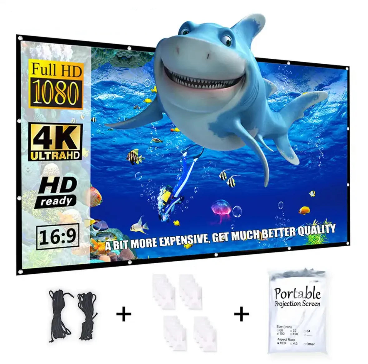 UHD Heimkino Leinwand für Beamer | HD Beamer Leinwand mit Einfachem Aufbau | Ideal für Filme und Gaming