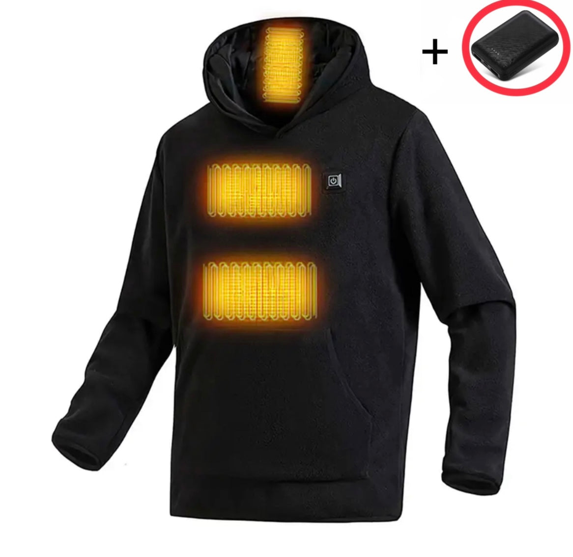 Beheizbarer Wärme Fleece Hoodie | USB beheizbar mit 3 Wärmestufen | Bequemer Unisex Pullover für optimale Wärmeisolierung