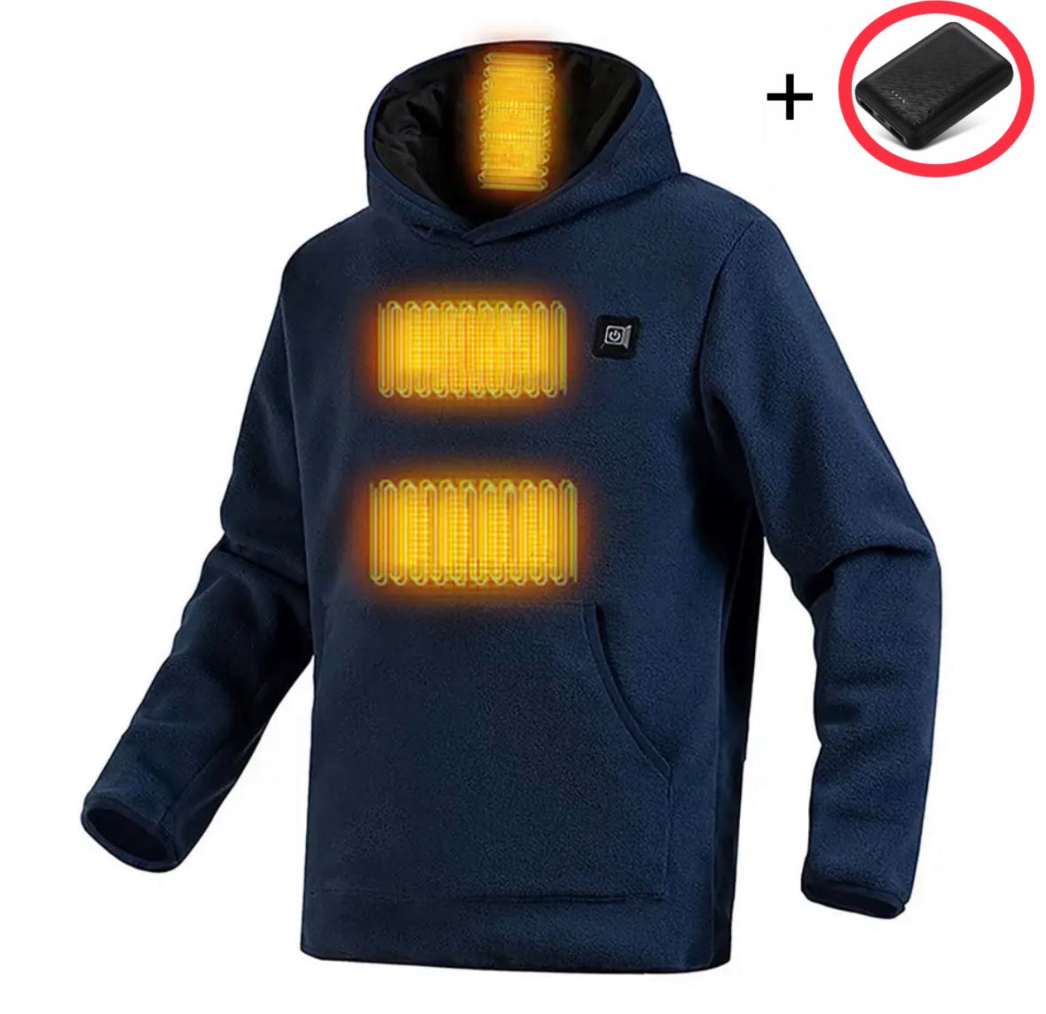 Beheizbarer Wärme Fleece Hoodie | USB beheizbar mit 3 Wärmestufen | Bequemer Unisex Pullover für optimale Wärmeisolierung