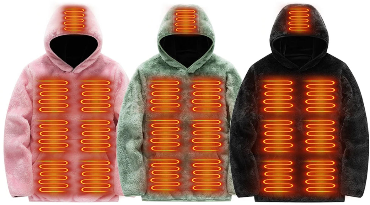 Fleece Wärme Hoodie | Beheizbarer Fleece Hoodie mit USB-Anschluss | 3 Wärmestufen für individuelle Wärme