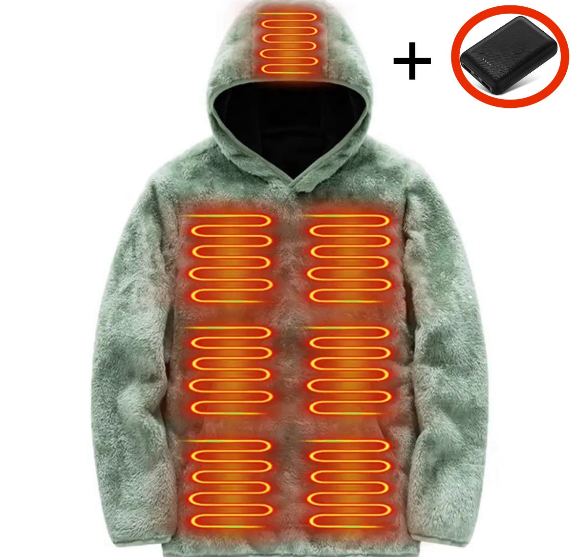 Fleece Wärme Hoodie | Beheizbarer Fleece Hoodie mit USB-Anschluss | 3 Wärmestufen für individuelle Wärme