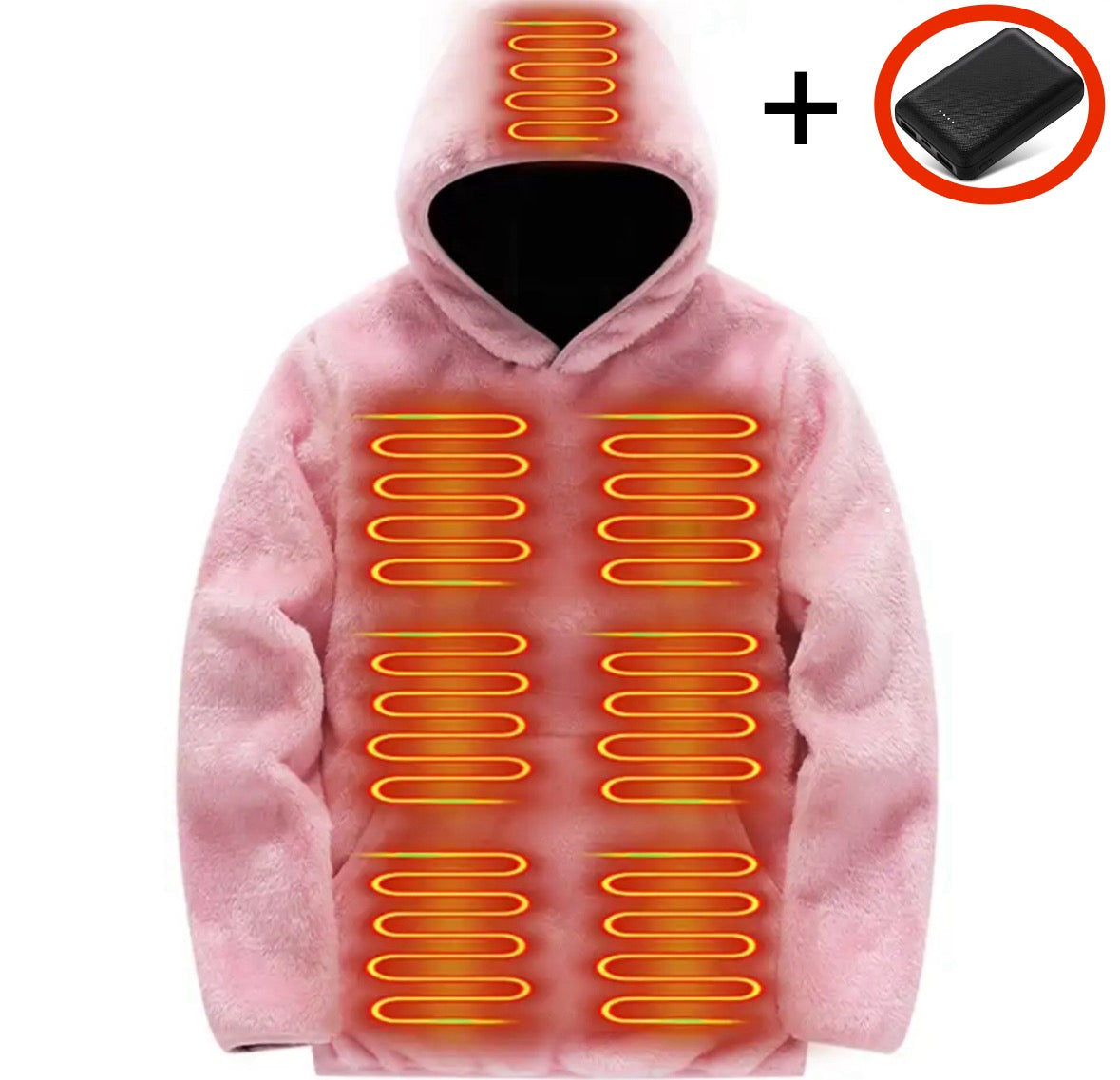 Fleece Wärme Hoodie | Beheizbarer Fleece Hoodie mit USB-Anschluss | 3 Wärmestufen für individuelle Wärme