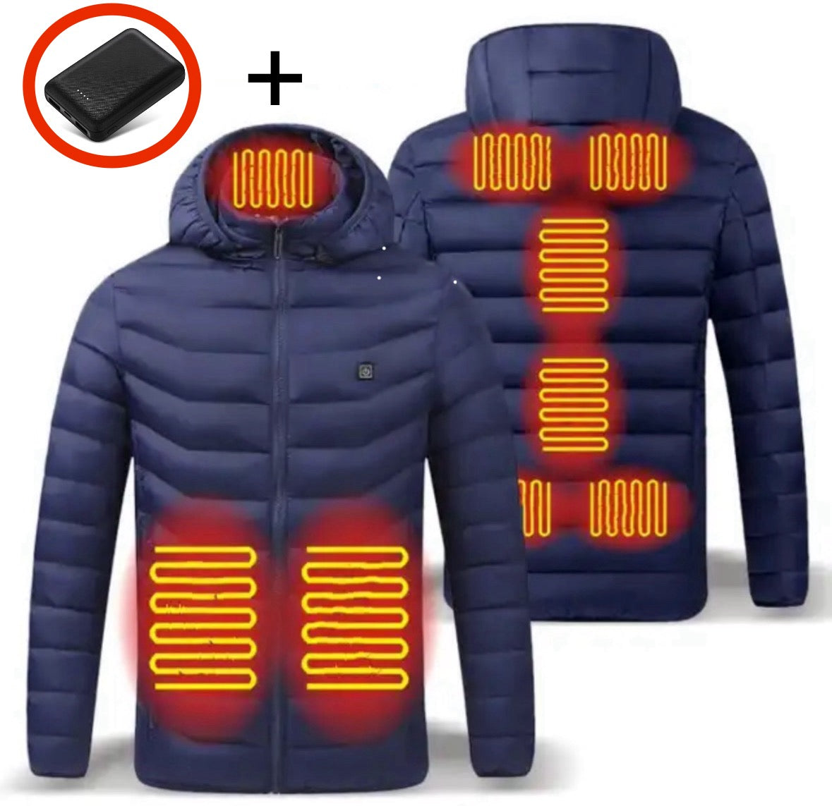 Beheizbare Wärme Jacke | Beheizbare Unisex Jacke mit Kapuze und USB-Anschluss | 3 Wärmestufen für individuelle Wärme